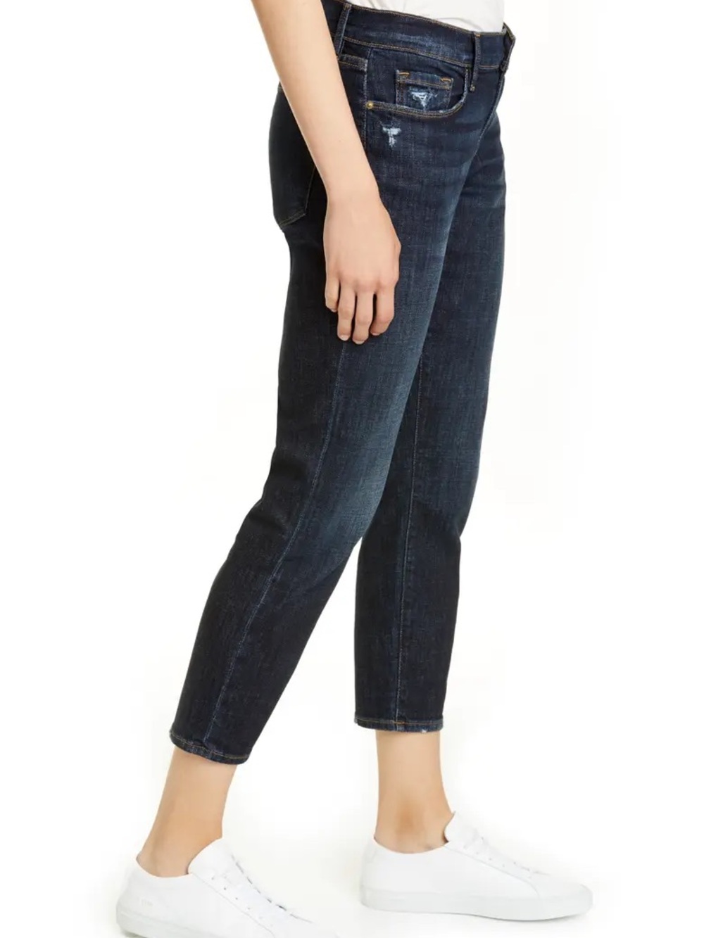 FRAME Le Garçon Jeans Women’s Size 32 Dark Wash Distressed Straight Crop - Picture 2 of 13